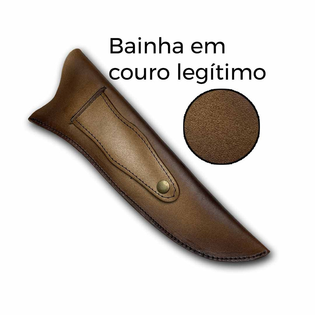 Faca Churrasco Artesanal 10" Folha Aço Batido