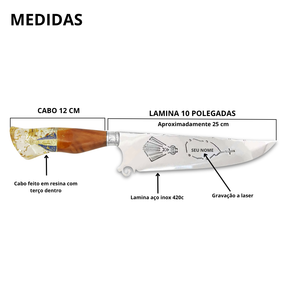 Faca Churrasco Artesanal 10" Nossa Senhora Aparecida + Bainha Grátis